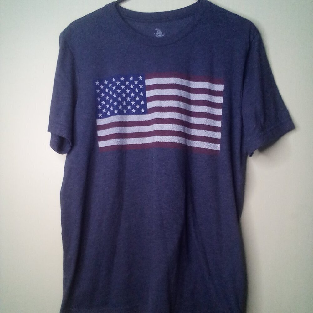 Don't Tread On Me Shirt Women L Short Sleeve American Flag Gray
